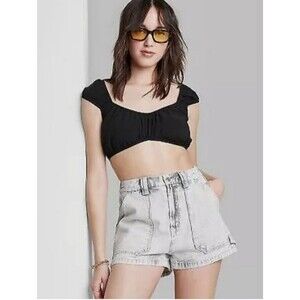 BNWT Wild Fable Gray Wash Super High Rise Utility Shorts 00